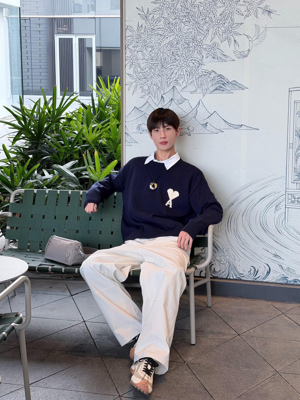 2026 New Model Heart A Heart Patterned Round-neck Sweater (25374-B15)