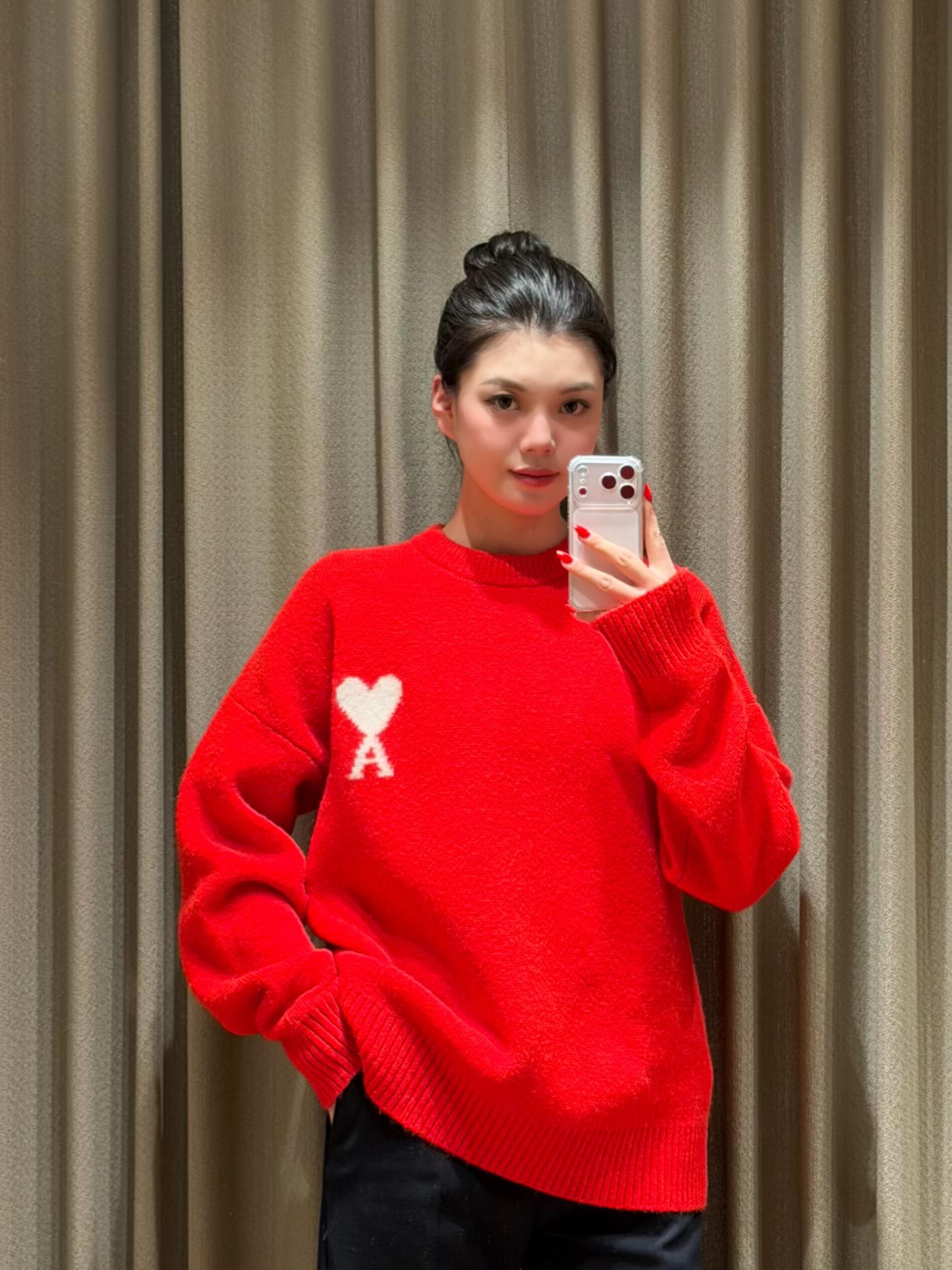 2026 New Model Heart A Heart Patterned Round-neck Sweater (25374-B15)
