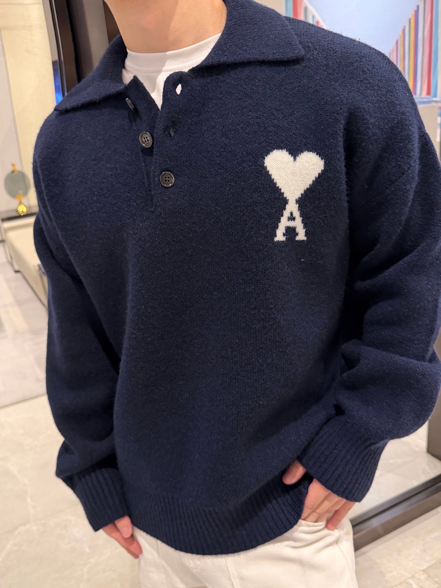 2026 New Model Heart A Heart Patterned Knitted Polo Shirt (AA648-B25)