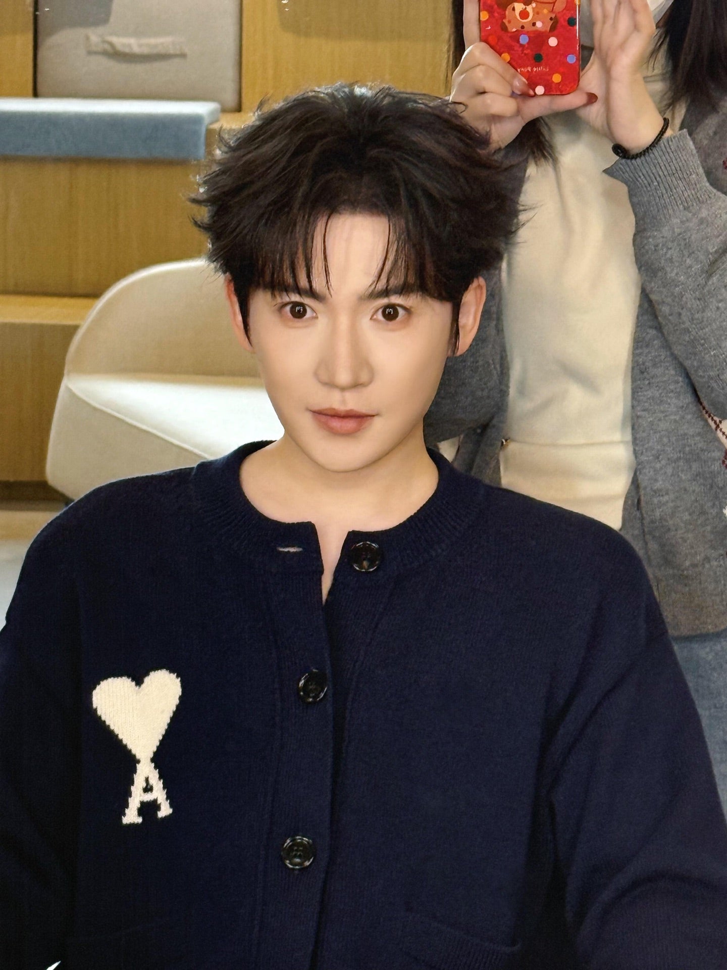 2026 New Model Heart A Heart Patterned Knitted Cardigan (AA649-B50)