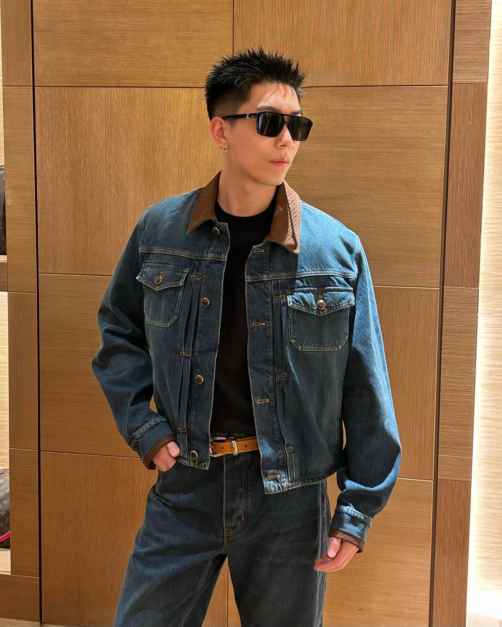 2026 New Model LY Leather Detail Denim Jacket (BB872-C25)