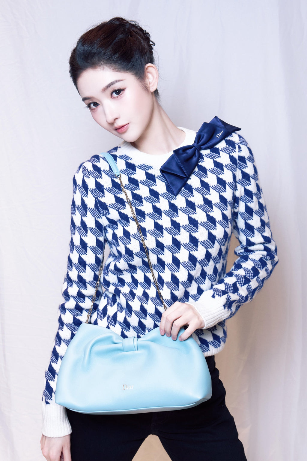 2026 Women's CD Butterfly Knot Peacock Pattern Plaid Sweater (DD144)
