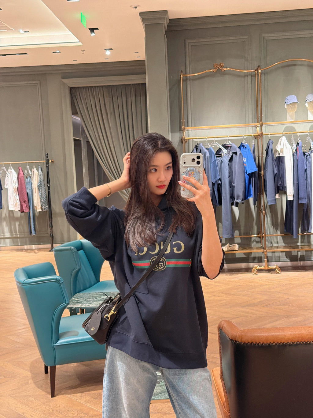 2026 Women's GU Printed Hooded Sweatshirt (DD177)