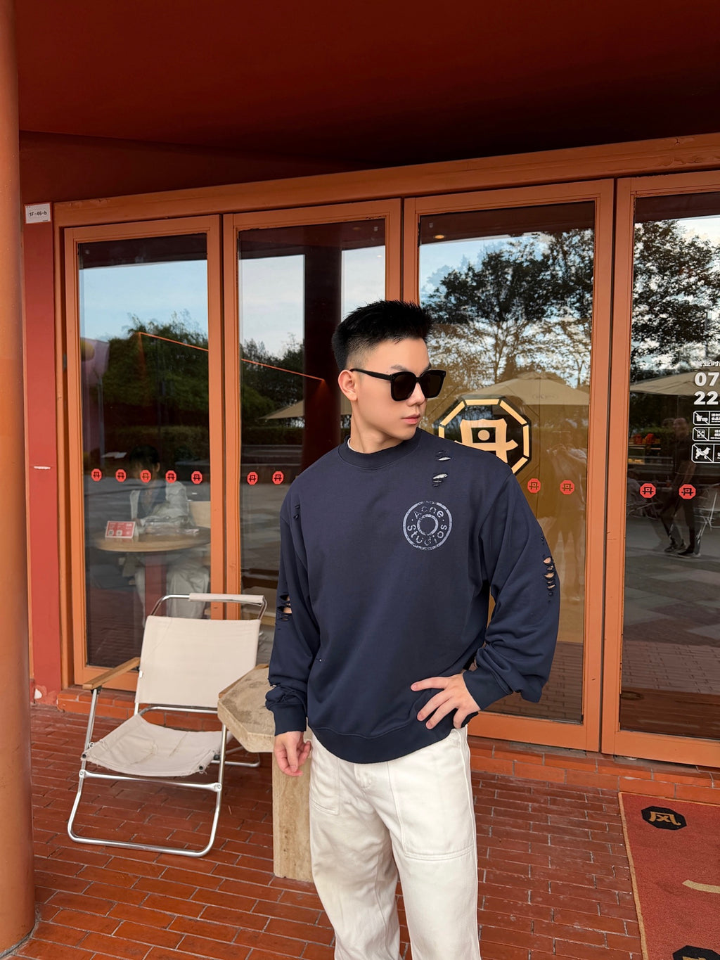 2026 New Model Acn Hole-Embossed Vintage Logo Sweatshirt (AA695-A90)