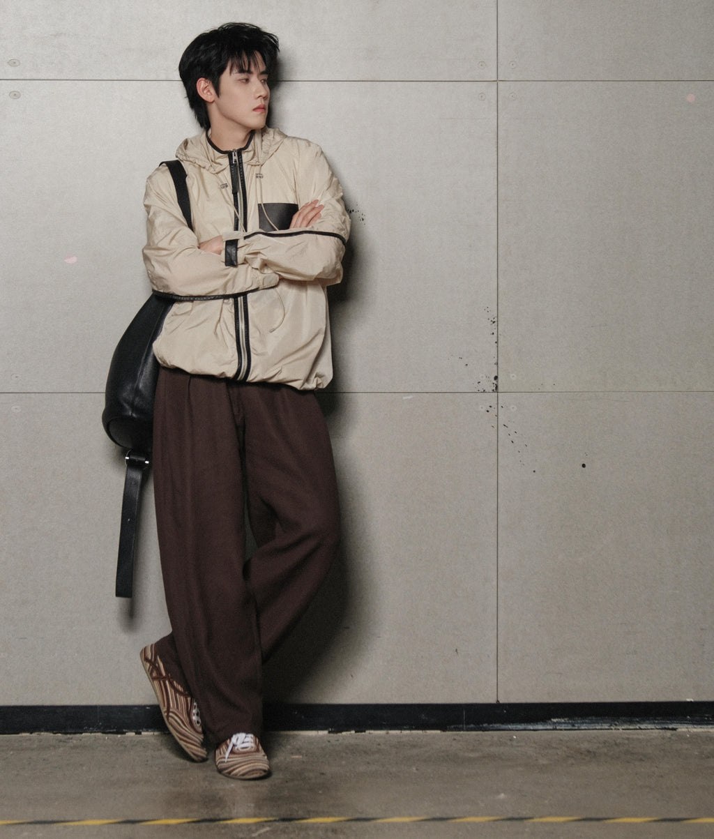 2026 New Style Way Leather Patched Hooded Coat (AA639-C25)