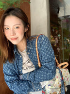 2026 Women's LY Label Full Print Denim Shirt (EE448)