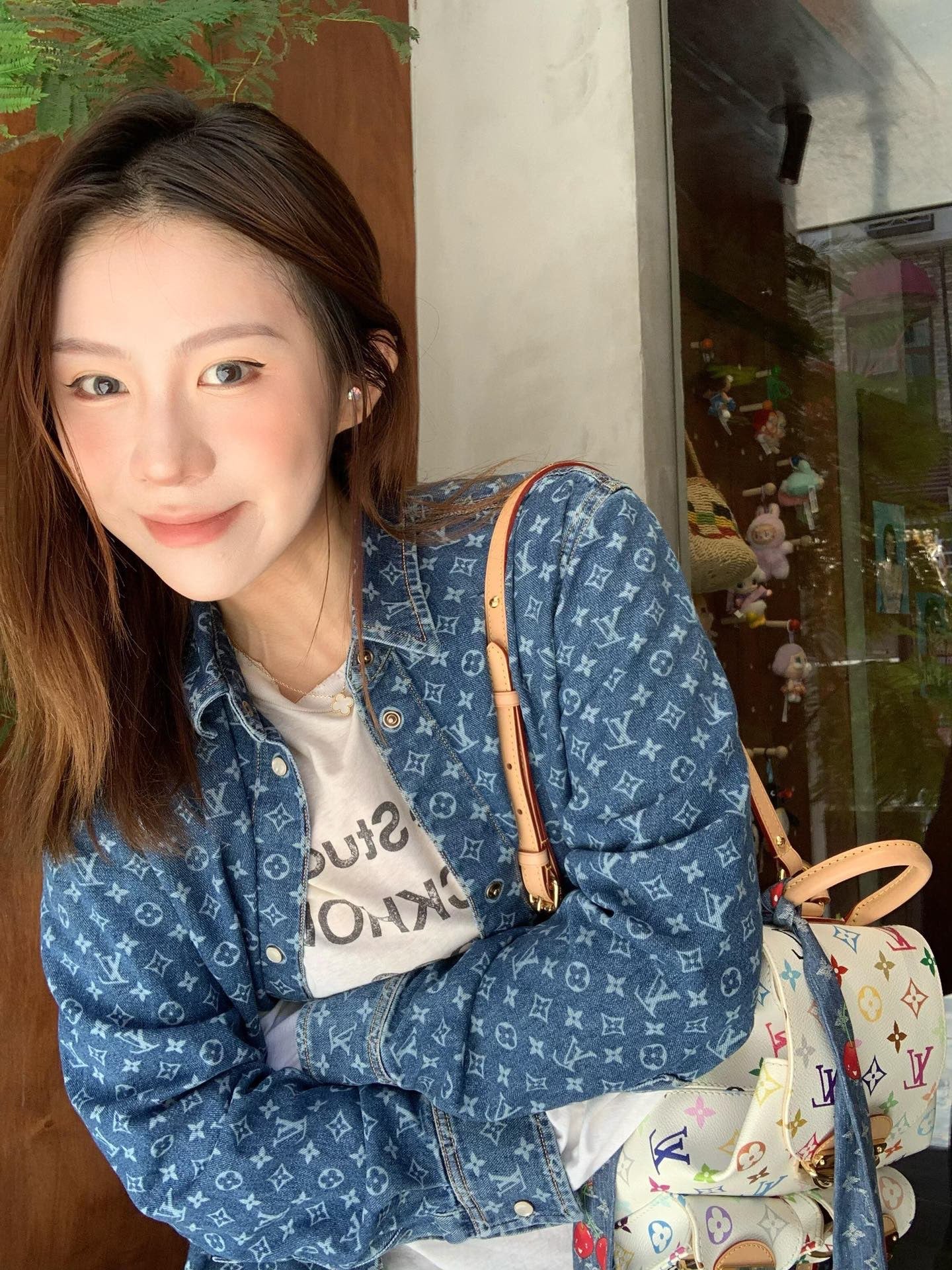 2026 Women's LY Label Full Print Denim Shirt (EE448)
