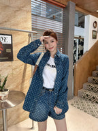 2026 Women's LY Label Full Print Denim Shirt (EE448)