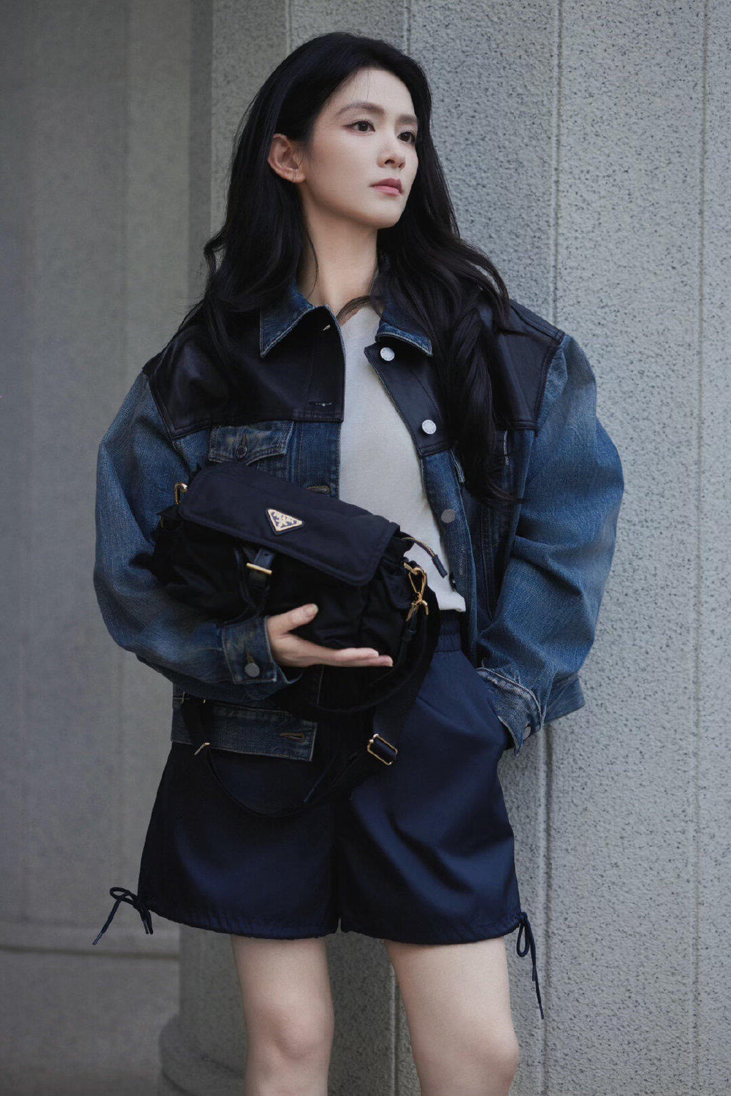 2026 New Model Triangle Brand Leather Denim Jacket (25278-C65)