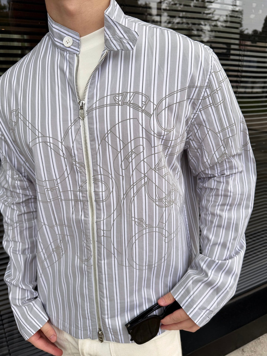 2026 new model H logo printed striped coat (BB4009-C00)
