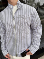 2026 new model H logo printed striped coat (BB4009-C00)