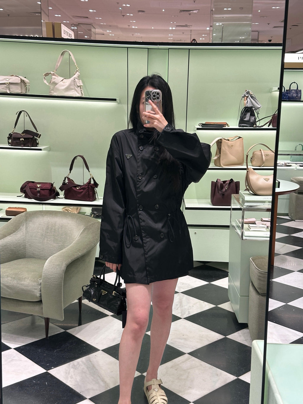 2026 Women's Triangle Brand Triangular Pattern Double-Button Coat (DD184)