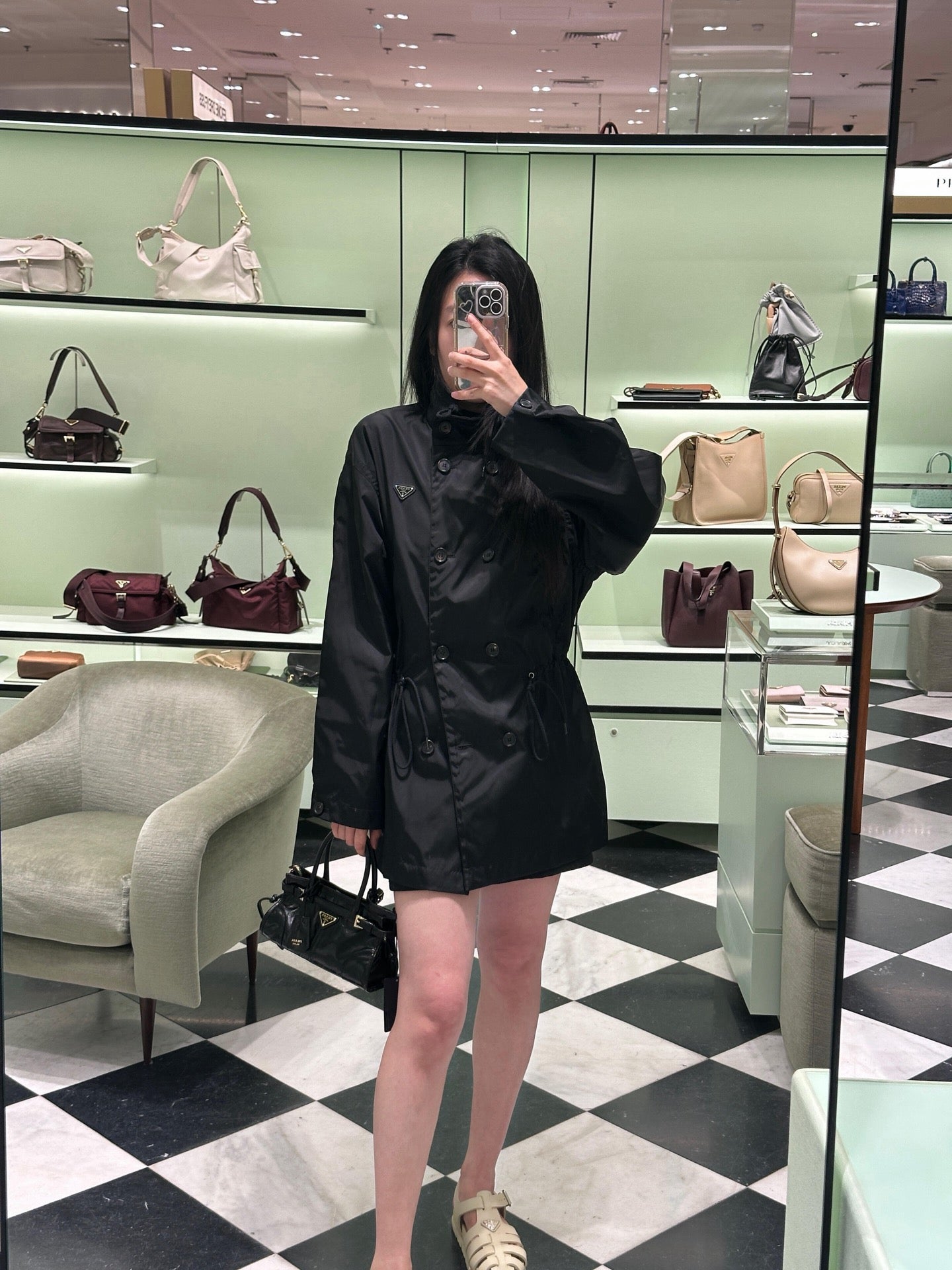 2026 Women's Triangle Brand Triangular Pattern Double-Button Coat (DD184)