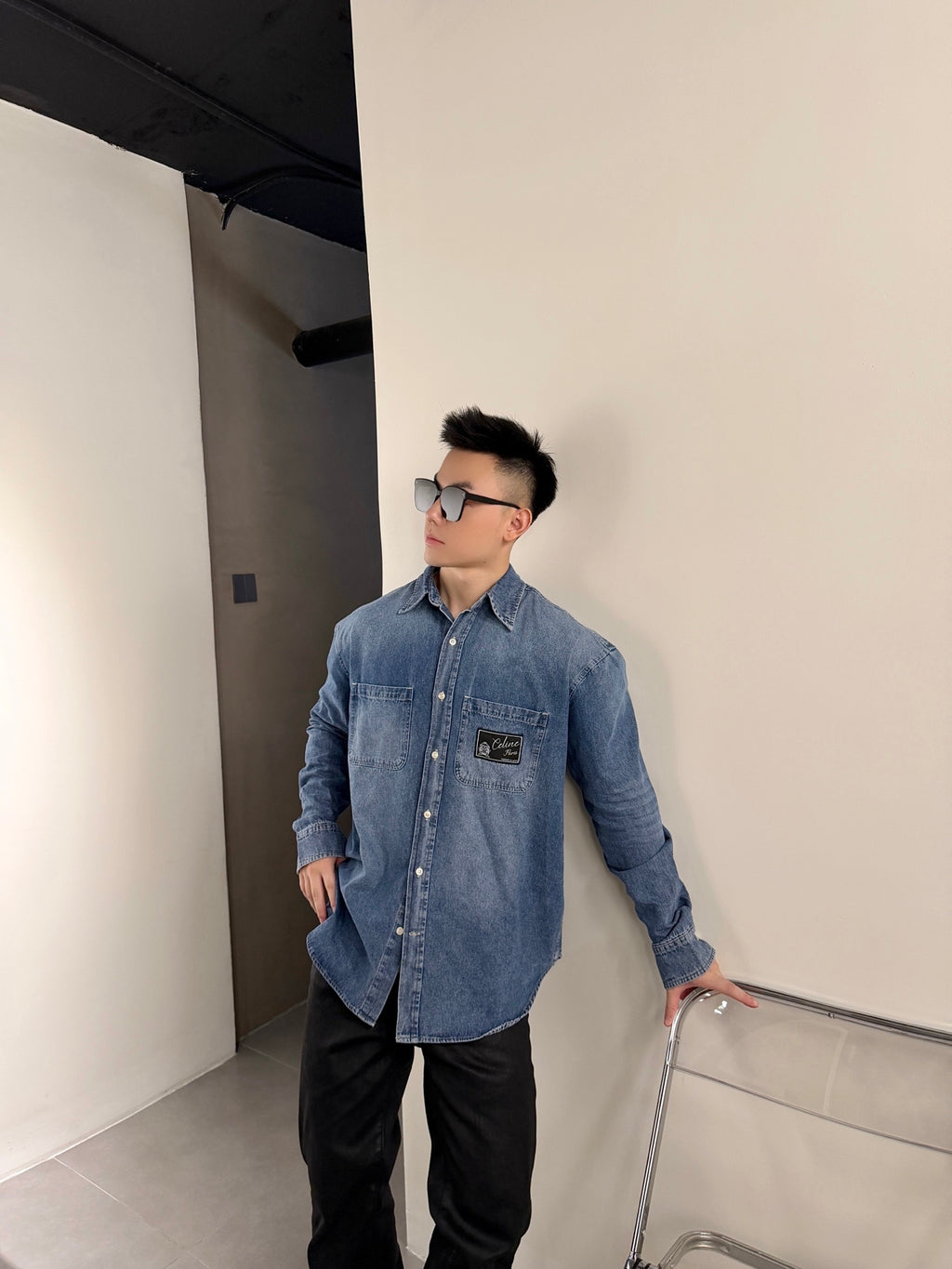 2026 new model Ce label-attached denim shirt (BB4019-B35)