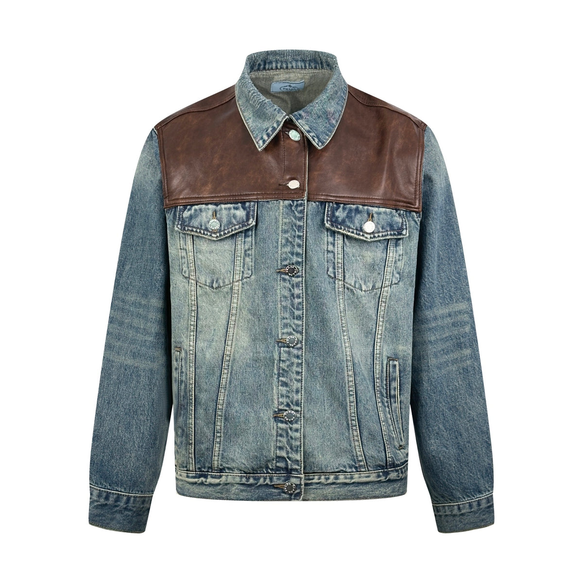 2026 New Model Triangle Brand Leather Denim Jacket (25278-C65)