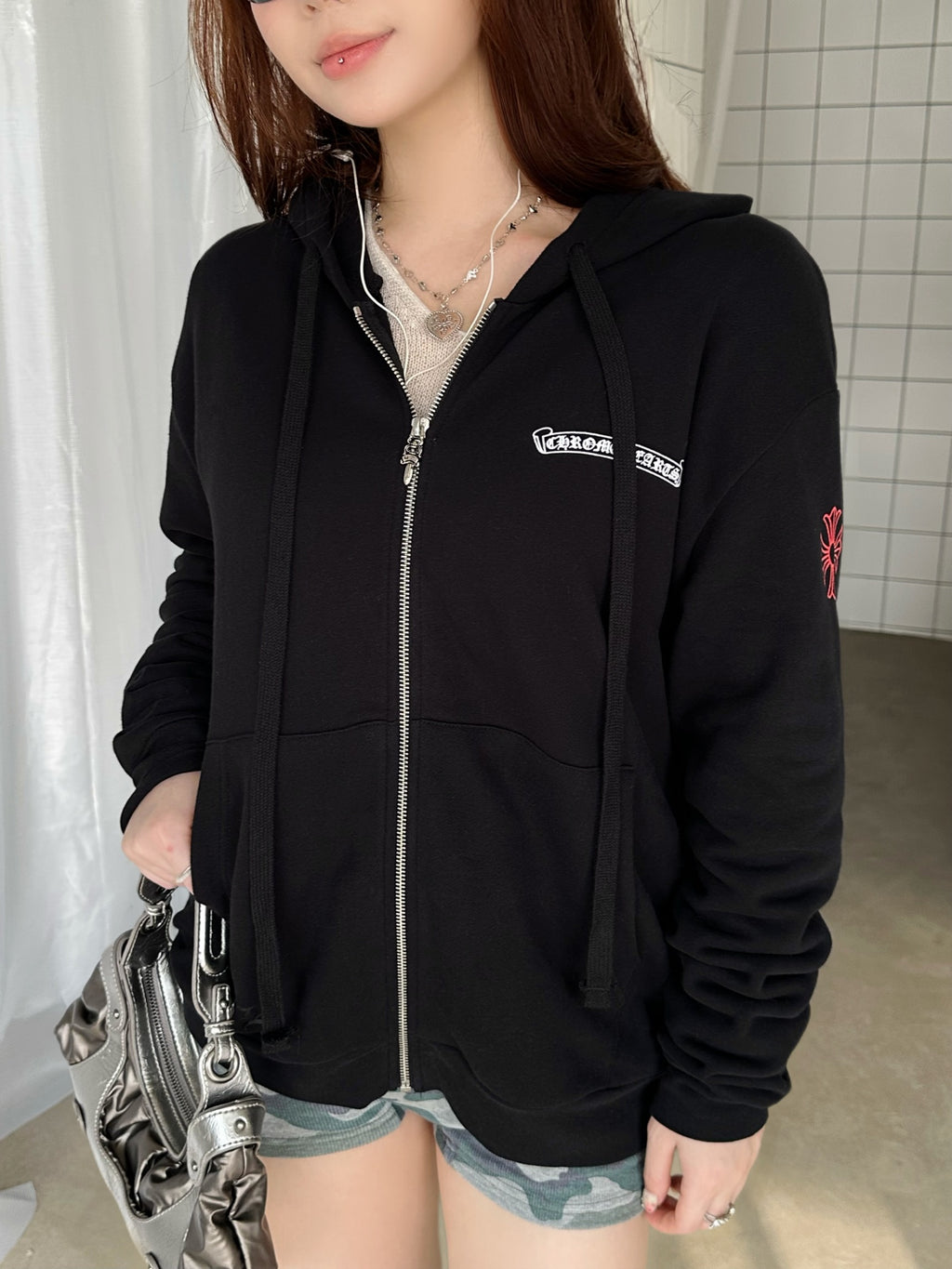 2026 Women's CH Letter Print Zip-Up Coat (DD187)