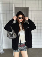 2026 Women's CH Letter Print Zip-Up Coat (DD187)