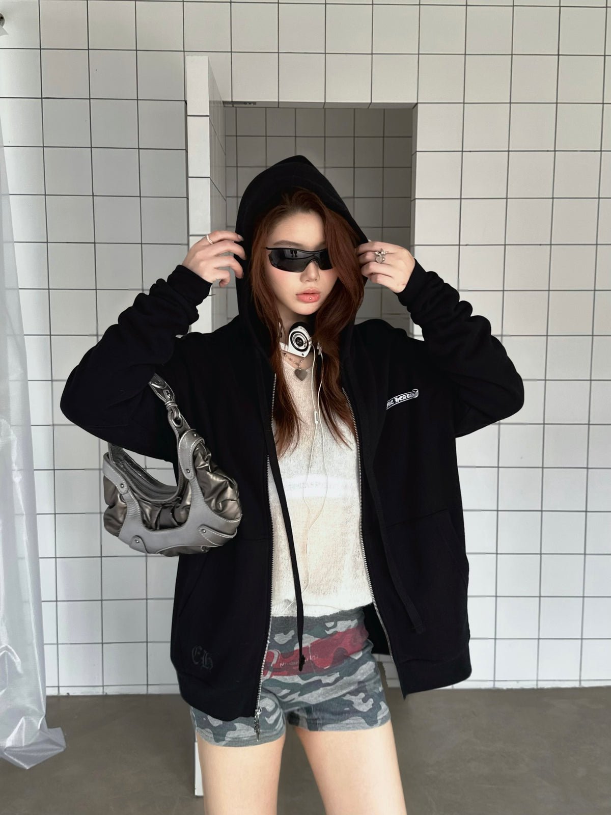 2026 Women's CH Letter Print Zip-Up Coat (DD187)