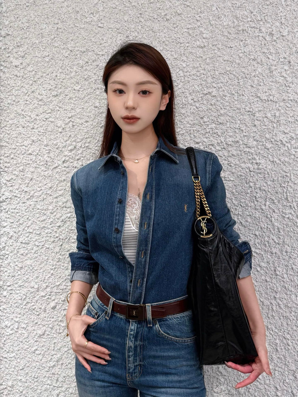 2026 Women's Saint L Embroidered Denim Shirt (EE444)
