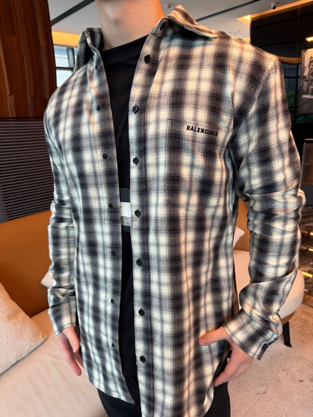 2026 new model Balen logo check shirt (AA685-B30)