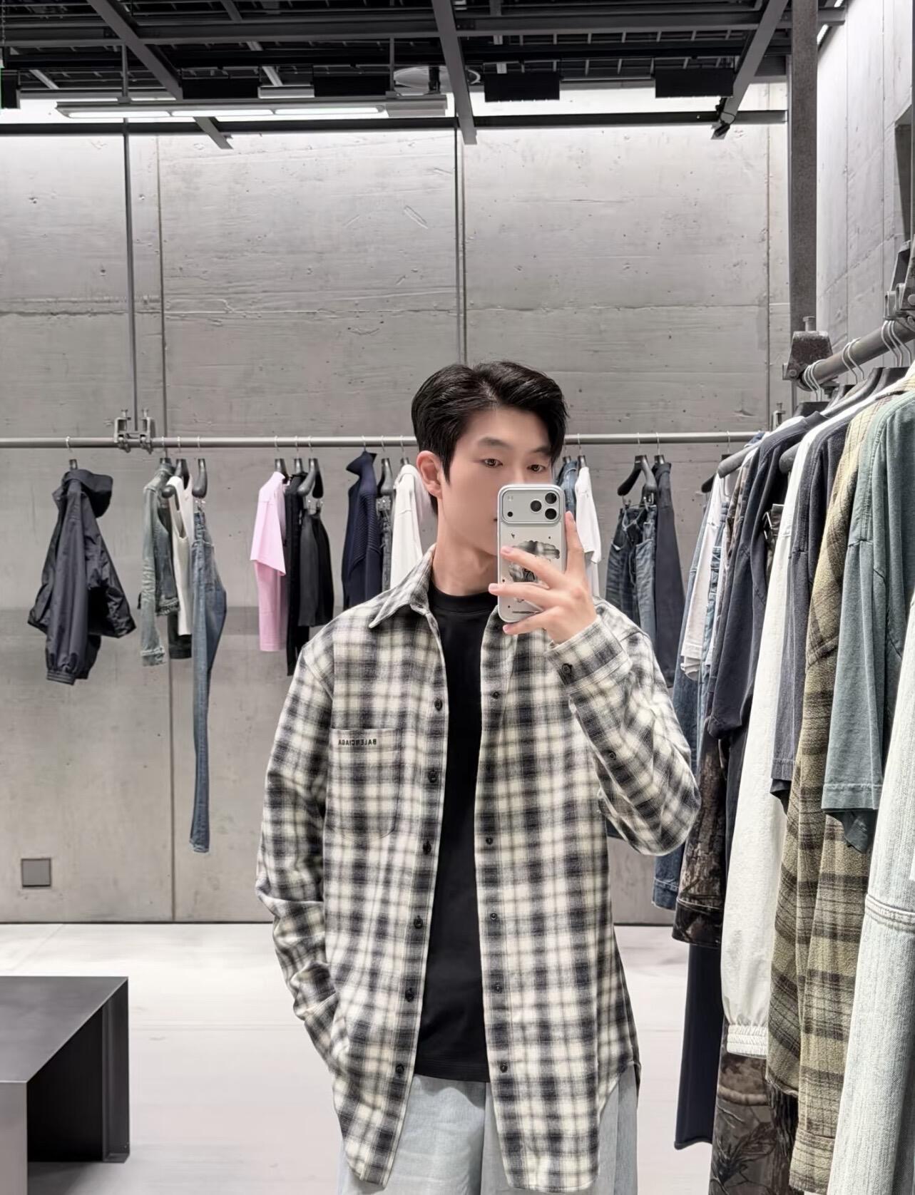 2026 new model Balen logo check shirt (AA685-B30)
