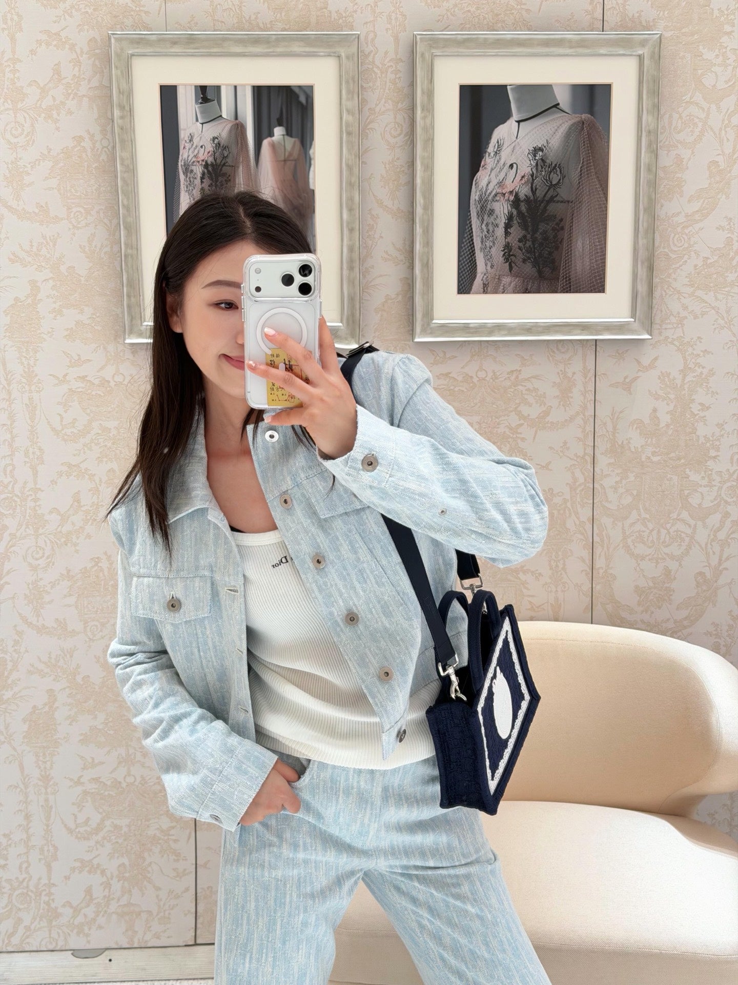 2026 Women's CD Full-Print Lettered Denim Jacket (DD167)