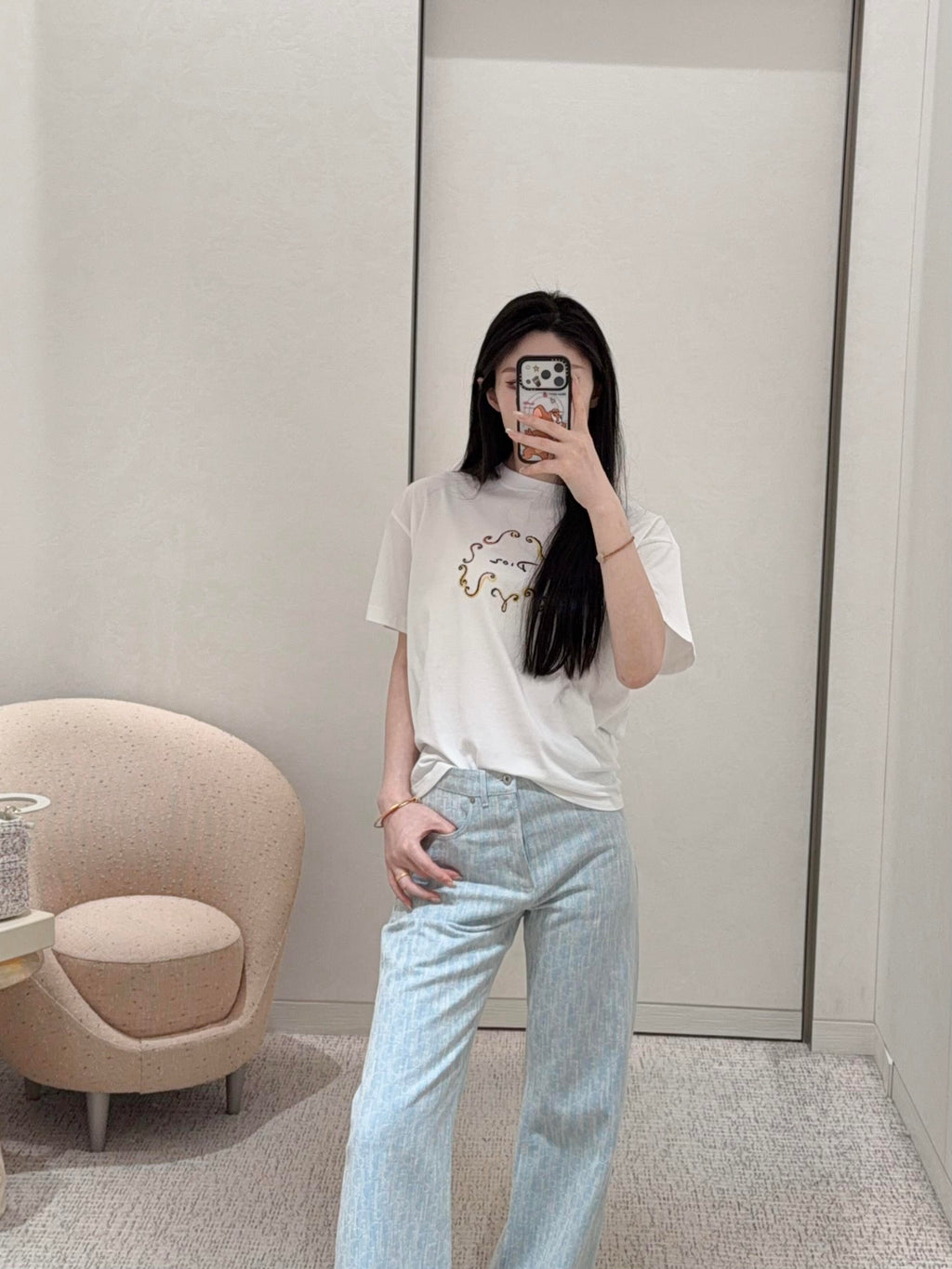 2026 Women's CD Full-Print Lettered Denim Pants (DD174)