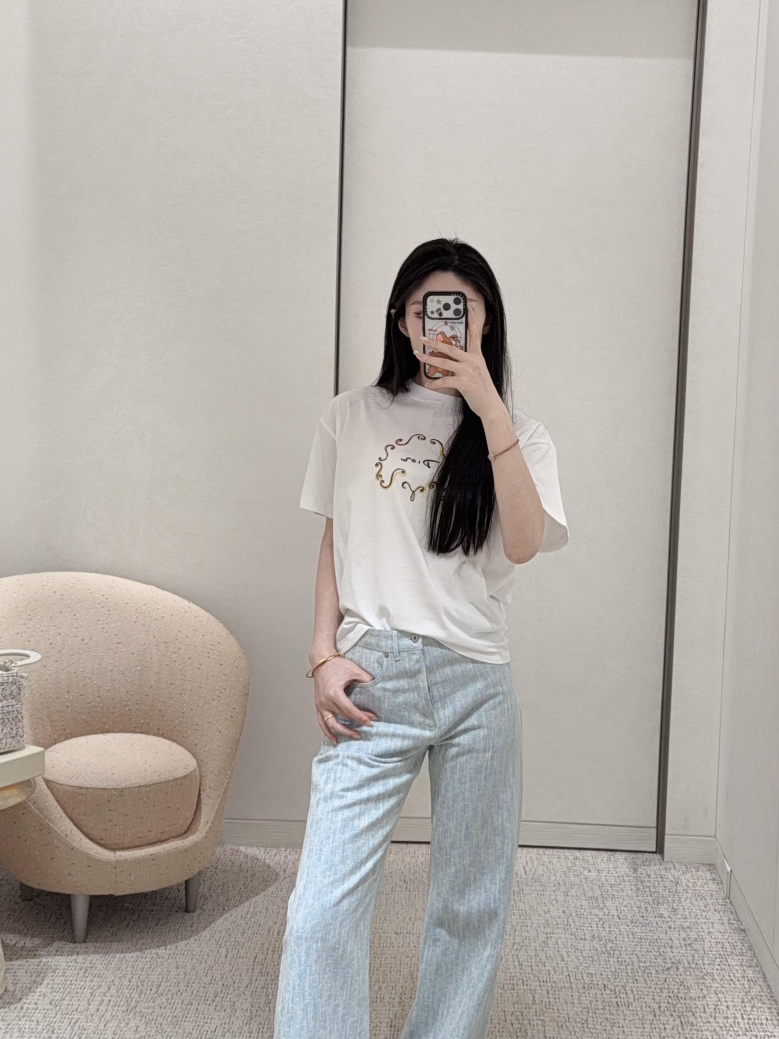 2026 Women's CD Full-Print Lettered Denim Pants (DD174)