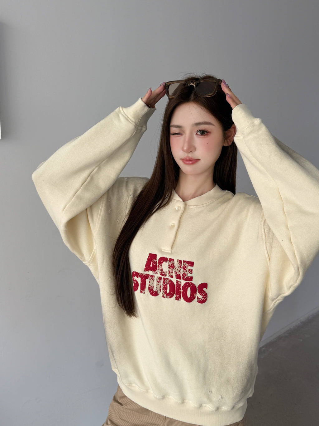 2026 Women's Acn Logo Printed Vintage Sweatshirt (FF765)