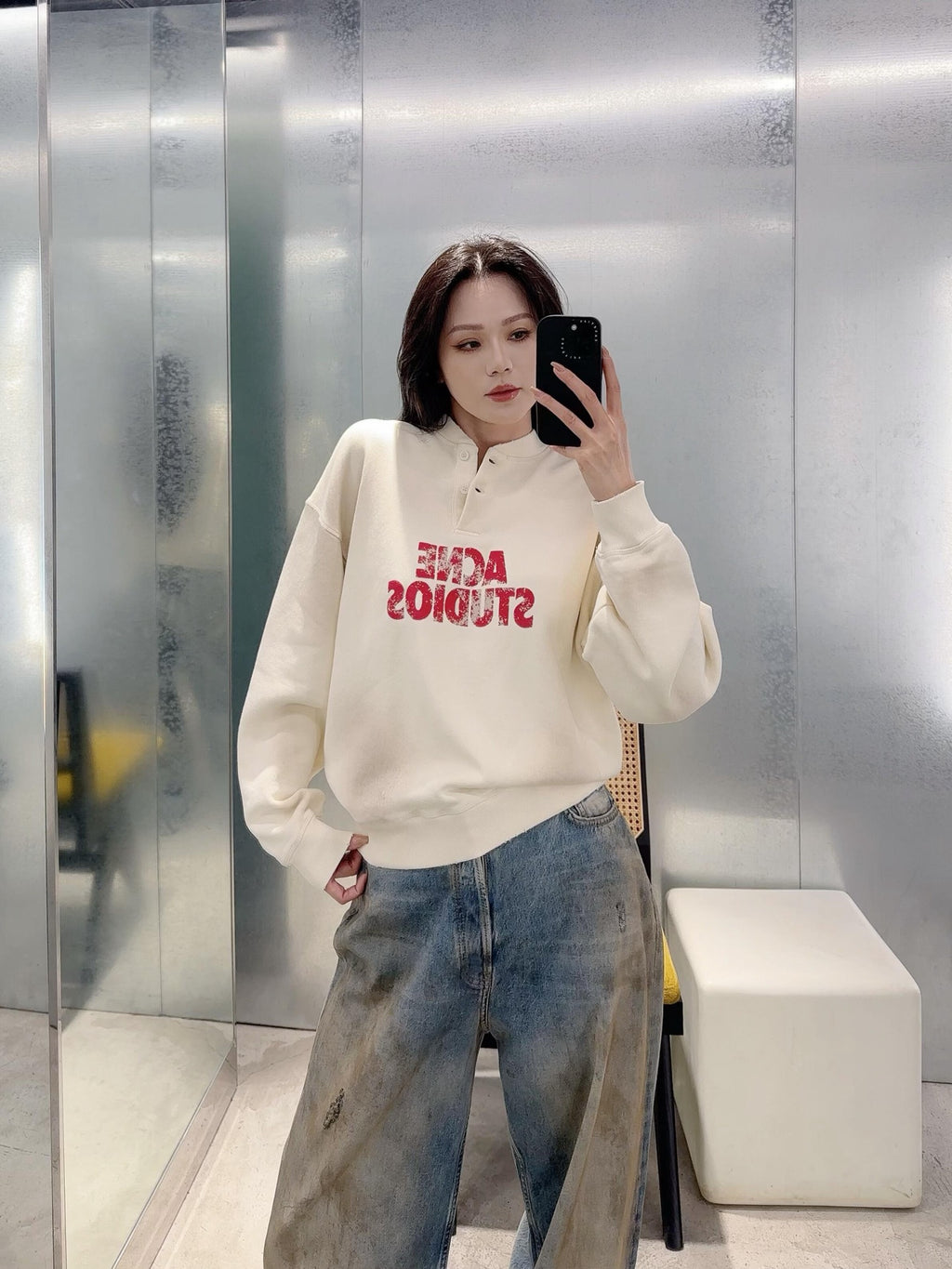2026 Women's Acn Logo Printed Vintage Sweatshirt (FF765)