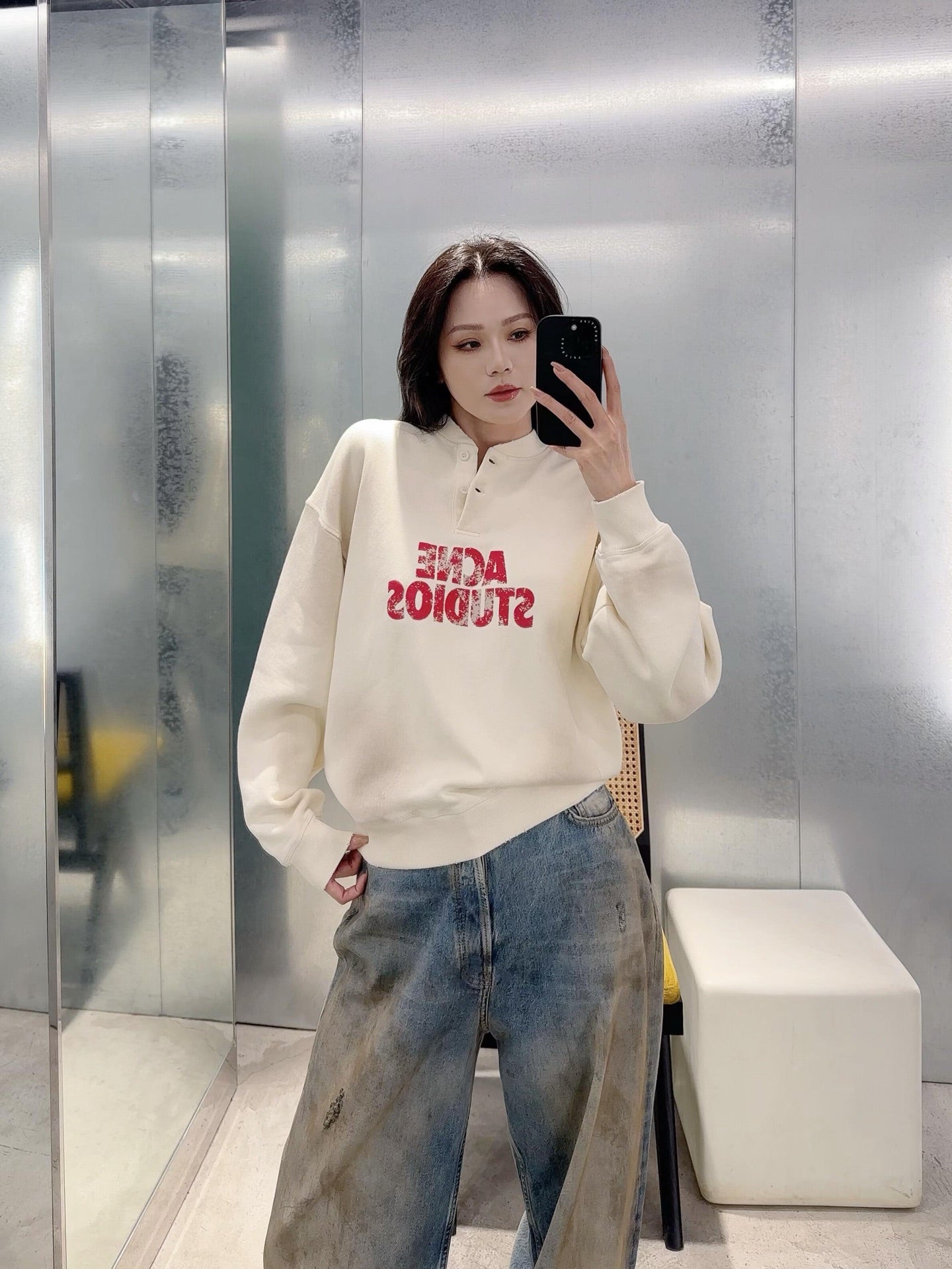 2026 Women's Acn Logo Printed Vintage Sweatshirt (FF765)