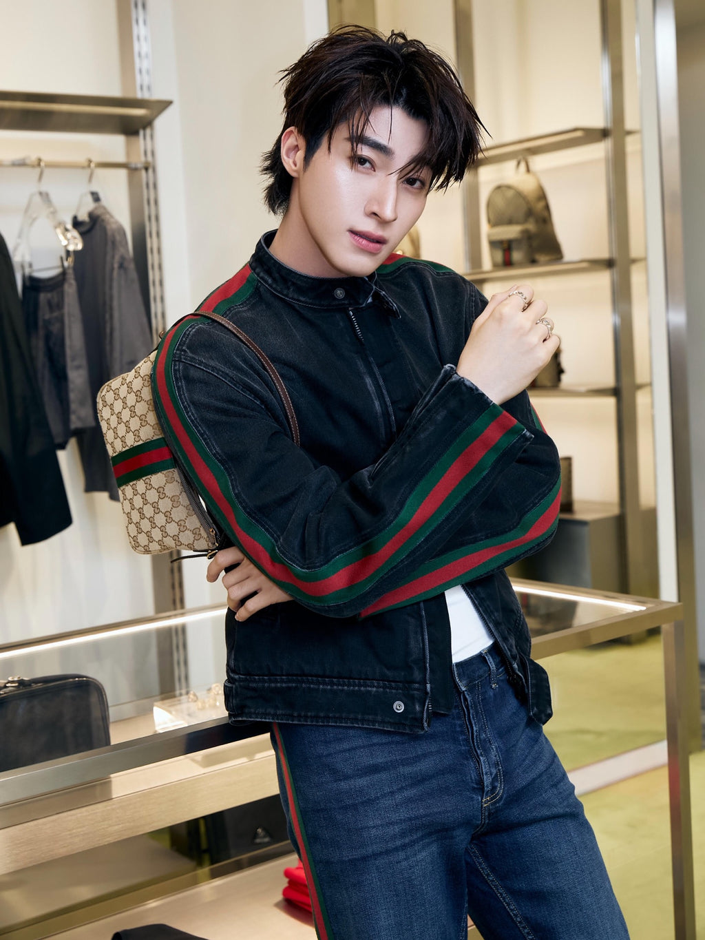 2026 New Model GU Belted Denim Jacket (BB4012-C50)