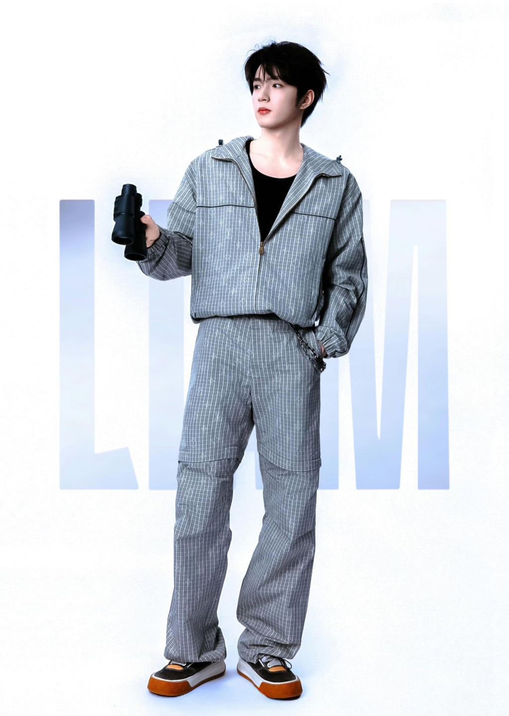 2026 new model LY logo check-pattern lined zipper pants (AA659-B85)