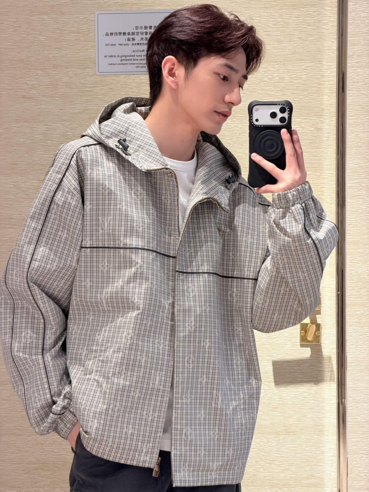 2026 New Model LY Logo Checkered Hooded Jacket (AA678-C15)