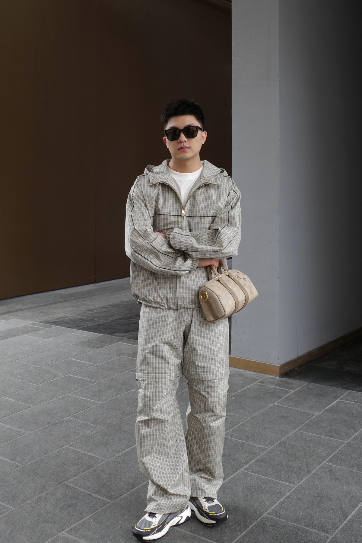 2026 new model LY logo check-pattern lined zipper pants (AA659-B85)