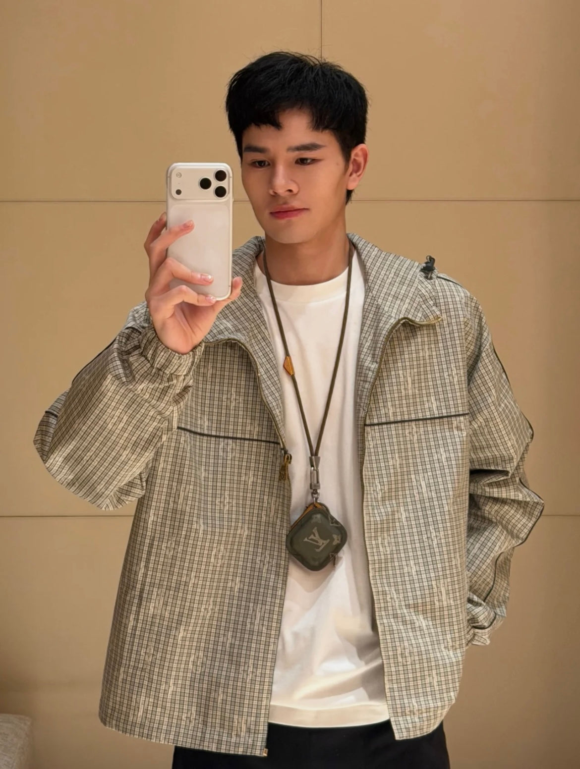 2026 New Model LY Logo Checkered Hooded Jacket (AA678-C15)