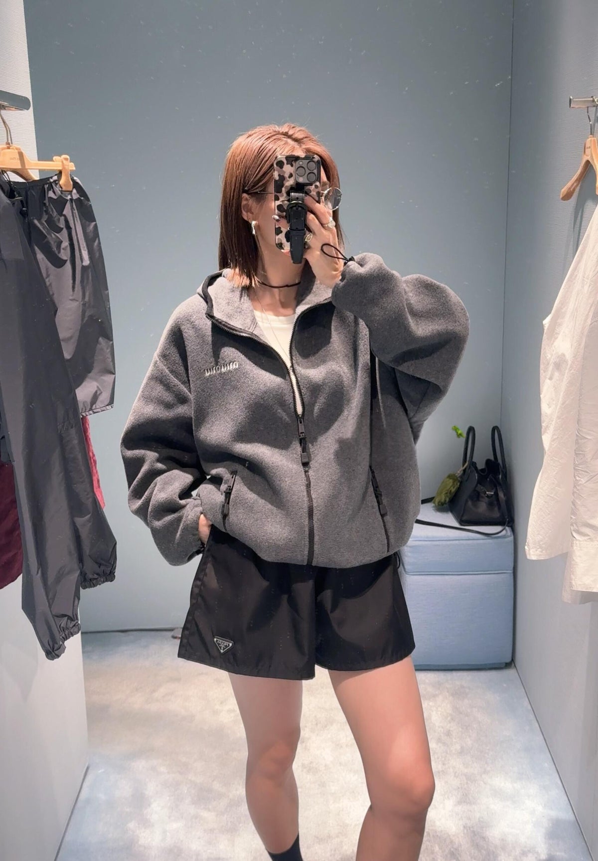 2026 Women's MM Embroidered Logo Hooded Coat (FF821)