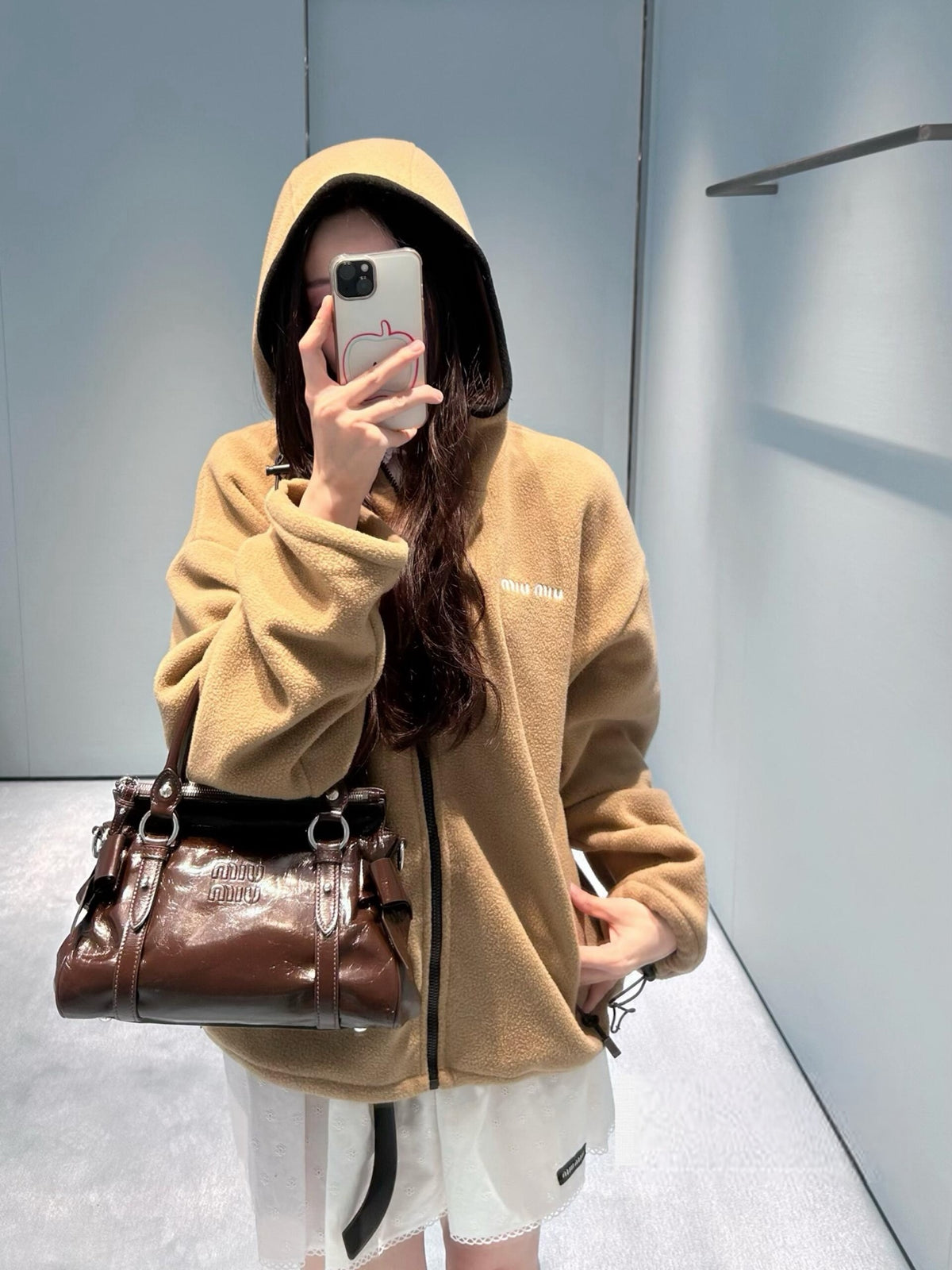 2026 Women's MM Embroidered Logo Hooded Coat (FF821)