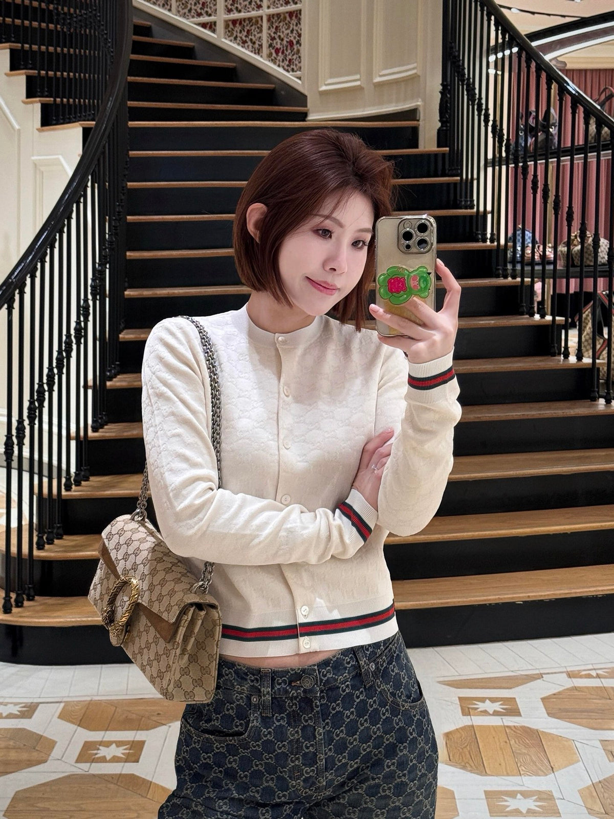 2026 Women's GU Full-Print Jacquard Sweater Blazer (DD183)