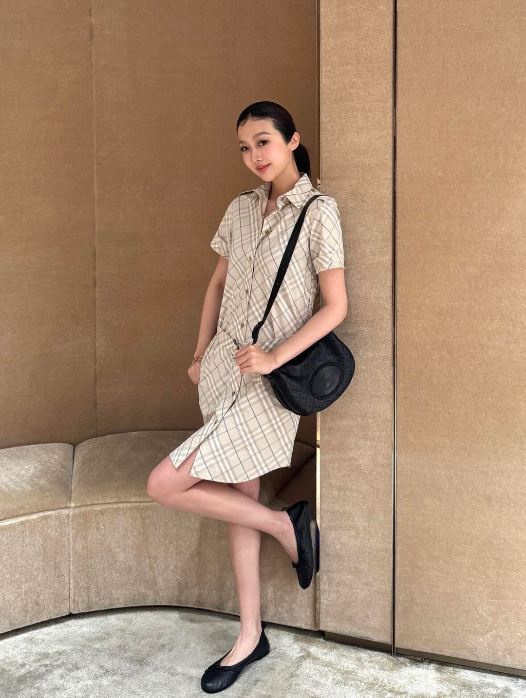 2026 Women's BBR Embroidered Checkered Shirt-style Dress (DD180)