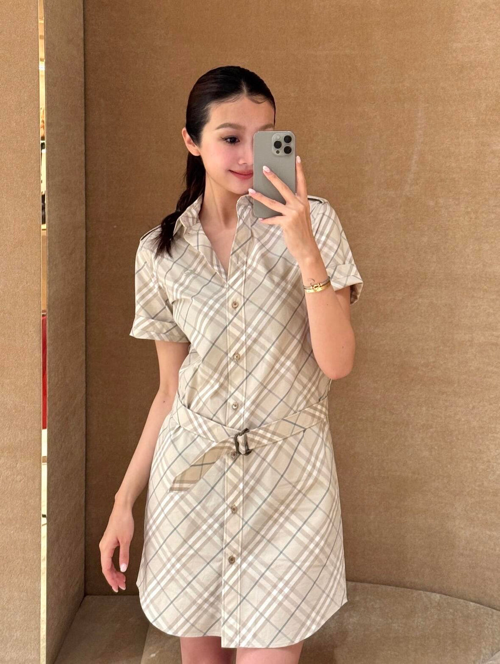 2026 Women's BBR Embroidered Checkered Shirt-style Dress (DD180)