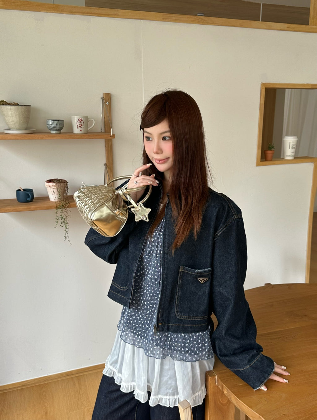 2026 Women's Triangle Brand Denim Washed Jacket (DD199)