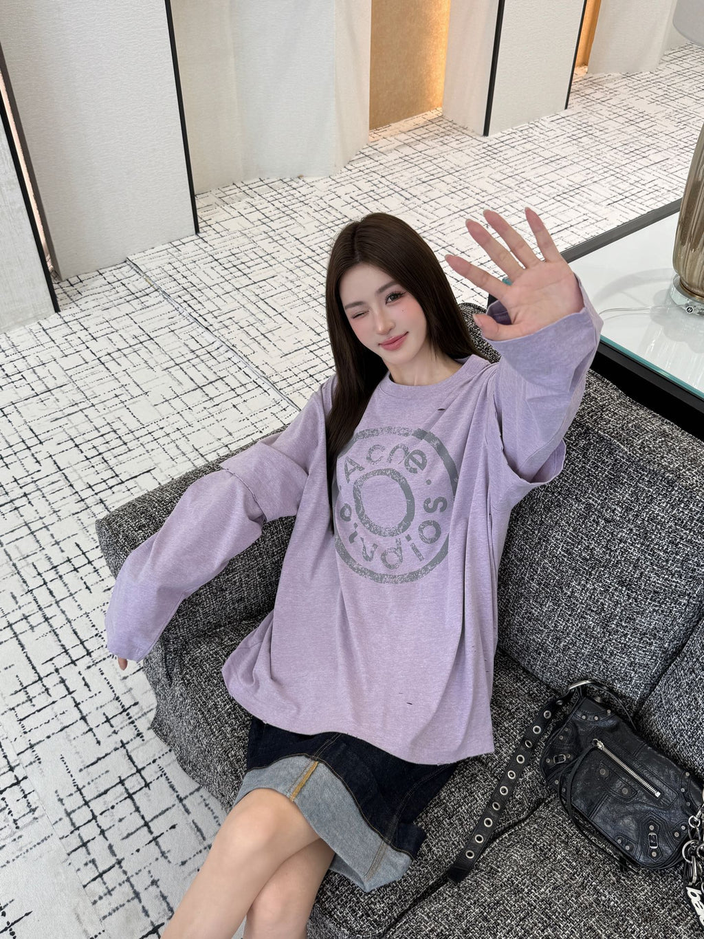 2026 Women's Acn Vintage Logo Fake Two-Piece Long-Sleeved (FF836)