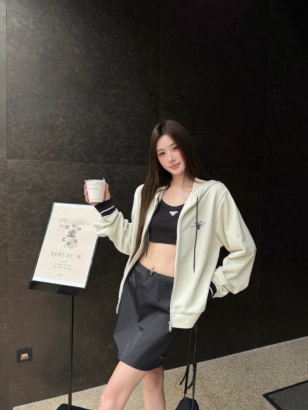 2026 Women's Triangle Brand Printed Hooded Zip-Up Coat (FF772)