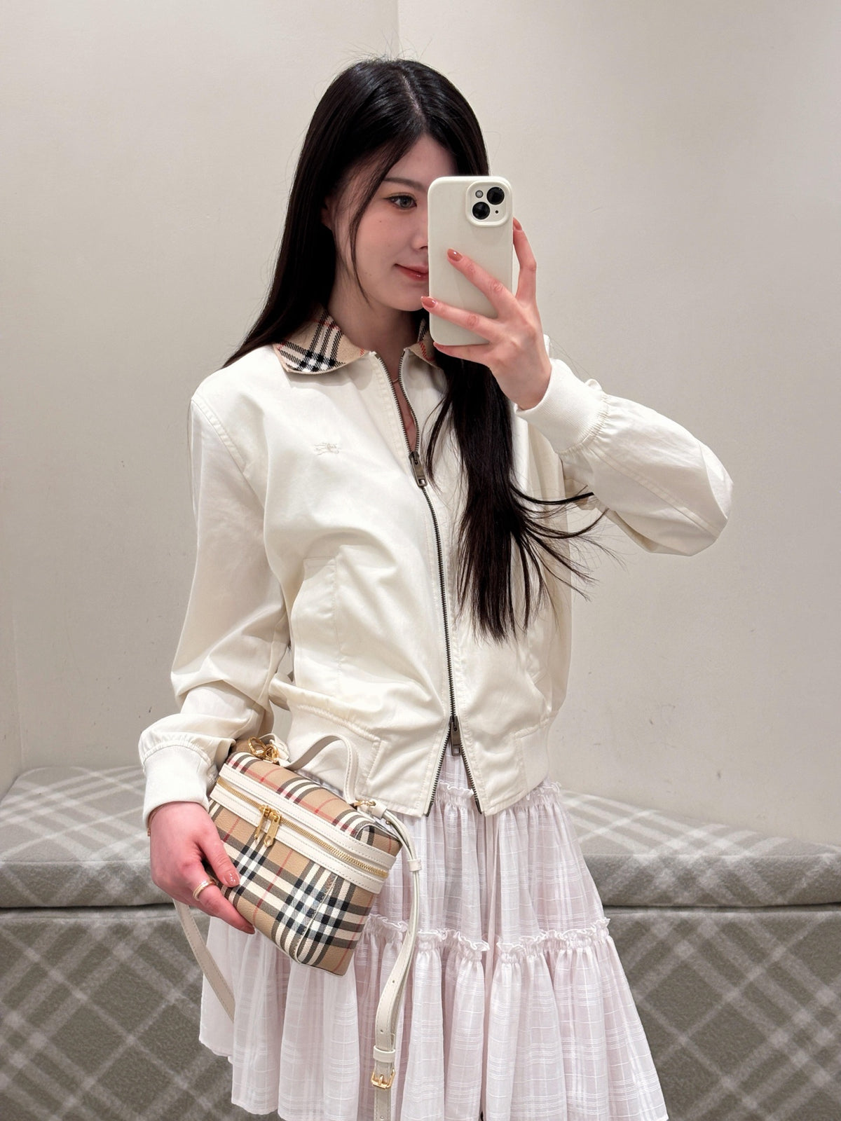 2026 Women's BBR Embroidered Plaid Collar Coat (DD193)