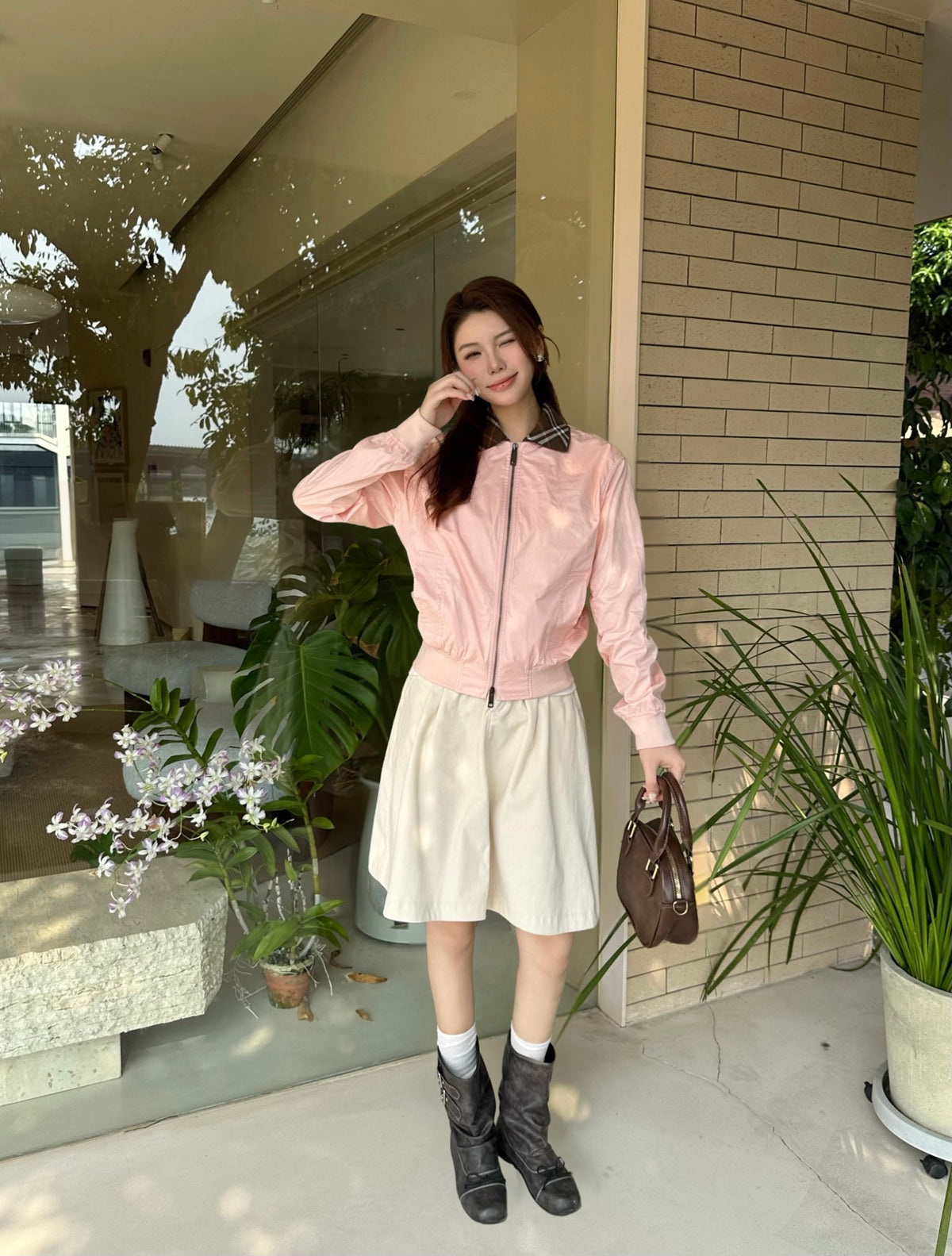 2026 Women's BBR Embroidered Plaid Collar Coat (DD193)