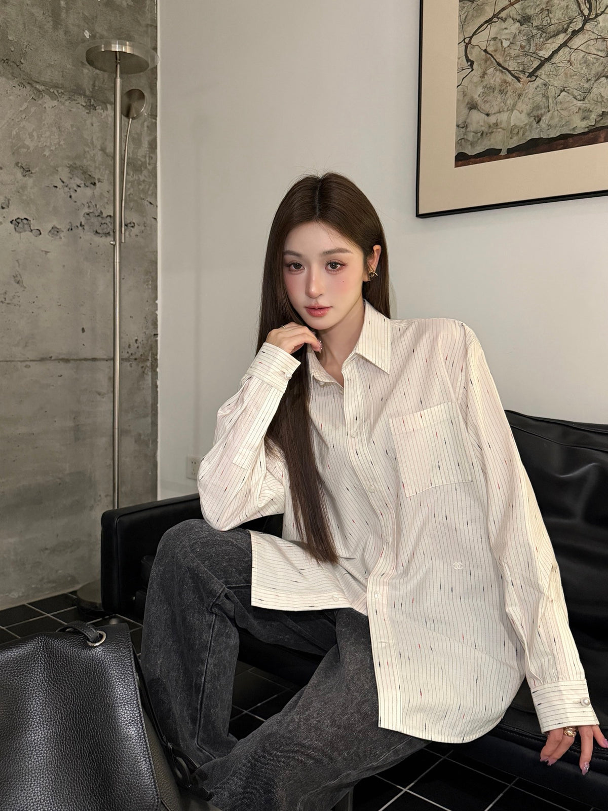 2026 Women's CC Double C Embroidered Striped Shirt (FF804)