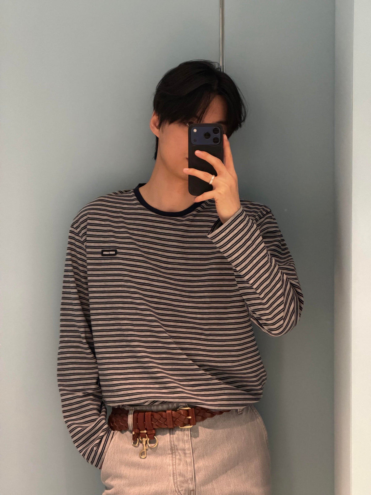 2026 New Model MM Logo Striped Long-Sleeved Shirt (CC7044-A70)