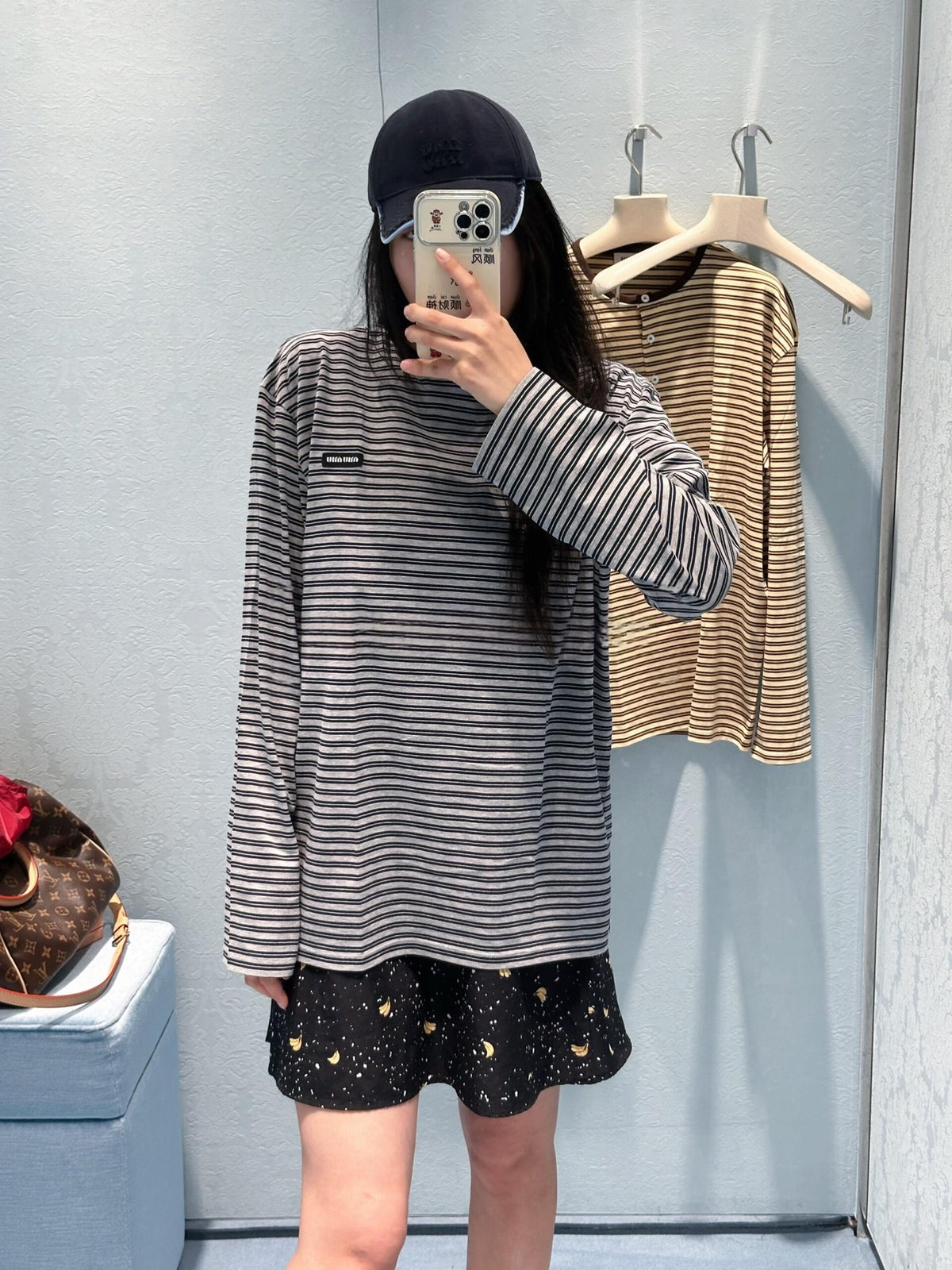 2026 New Model MM Logo Striped Long-Sleeved Shirt (CC7044-A70)