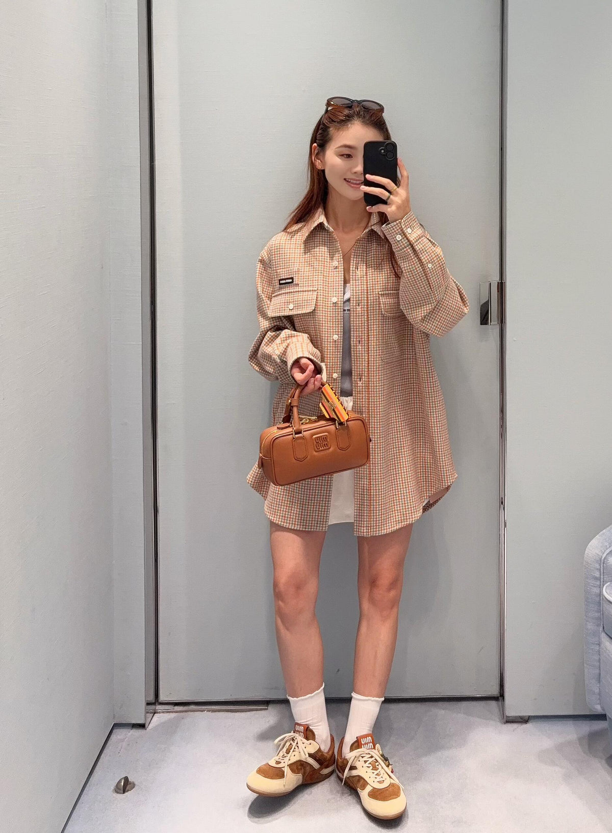 2026 new MM logo checked shirt jacket (CC7036-B70)